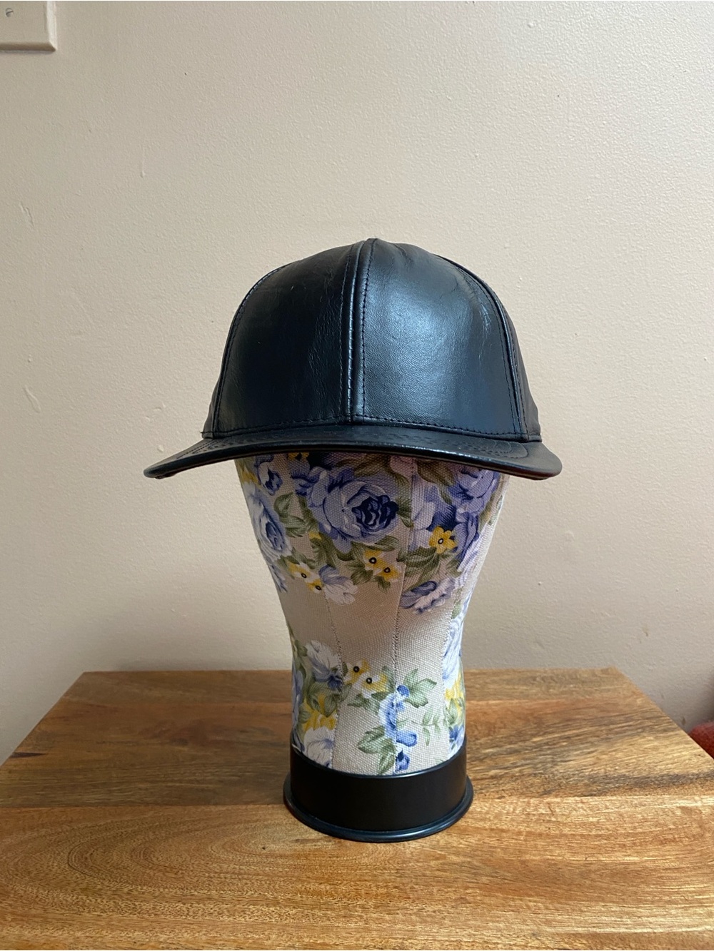 Black Leather Baseball Hat Cap Made in the USA